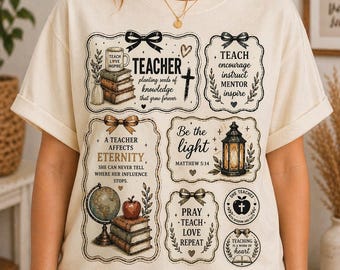 Christian Teacher Shirt, Vintage Teacher Quotes collage T-Shirt