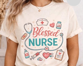 祝福された看護師の聴診器グラフィックTシャツ、クリスチャン看護師の生活