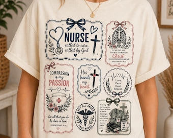Christian Nurse T-shirt, Nursing Tee, Hearts, Cross.