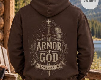 Christian Man Hoodie, Armor of God hoodie, full zip hooded sweatshirt gift