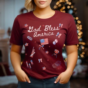 Patriotic Tee, Independence Day Shirt, July 4th Top, American Flag Tee, USA Pride T-Shirt, Memorial Day Shirt, Christian 4th July T-Shirt. bild 3