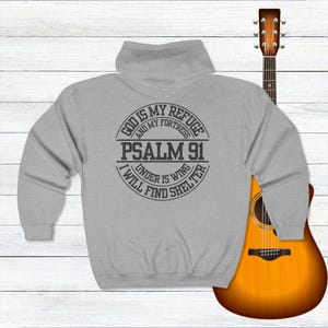 Full Zip Hooded Christian Man Hoodie, Catholic Man Hoodie, Faith Sweater, Religious Hoodie Psalm 91, Faith Man Hoodie Gift, Zipper Hoodie image 8
