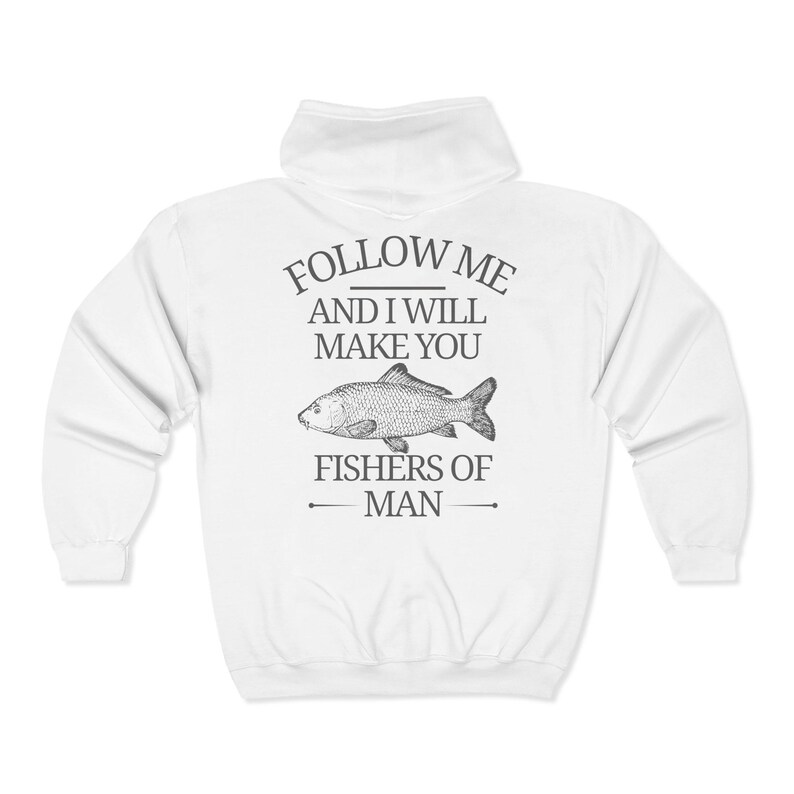 Christian Zipper Hoodie, Mark 1:17 Bible Verses, Full Zip Sweatshirt, Religious Hooded Jacket, Unisex Christian Apparel Gift, Man Hoodie. image 10