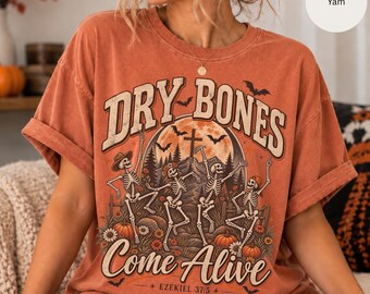Christian Shirt, Dry Bones Come Alive T-Shirt | Halloween Skeleton Band Vintage Style