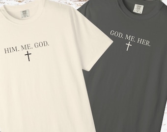 Matching Christian Couples Shirt, Faith Based Husband and Wife Jesus Tee, Comfort Colors Praying Tshirt, His And Hers Catholic Gift.