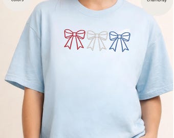 4th of July Bows T-shirt | Patriotic Ribbon Graphic