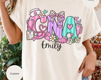 Custom CNA Shirt, Registered Nurse Assistant Name Tee, Student Gift, CNA Graduation Gift, Comfort Colors