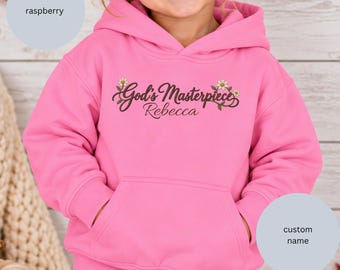 God's Masterpiece Toddler Hoodie, Personalized Sweatshirt, Floral Scripture, Christian Baby Pullover