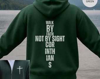 Christian Zipper Hoodie, Religious Full Zip Hooded Sweatshirt, Bible Verse Christian Sweatshirt, Faith Zip Up Hoodie, Christian Gift for Men