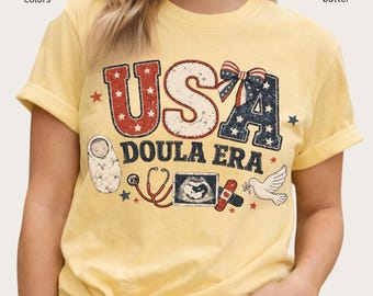 USA Doula Era T-shirt | Patriotic Doula Design, 4th Of July
