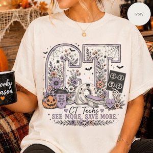 Halloween CT Techs Shirt, Wildflower Ghost Tshirt, Radiology Tee
