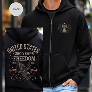250ste verjaardag Amerika met ritshoodie sweatshirt patriottische viering, trui tweehonderdste verjaardag, trui US 4 juli, rood wit blauw
