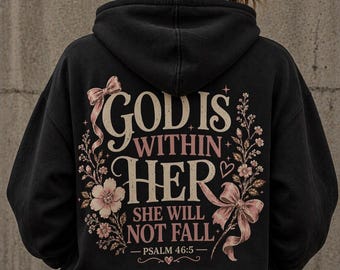 Christlicher Reißverschluss-Hoodie, Gott ist in ihrem Blumenschrift-Hoodie, Full-Zip-Sweatshirt