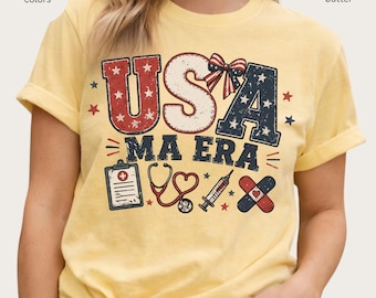 USA MA ERA Medical  T-shirt, Patriotic Healthcare Tee, Comfort Colors Medical Assistant Tee
