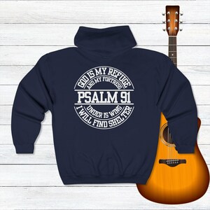 Full Zip Hooded Christian Man Hoodie, Catholic Man Hoodie, Faith Sweater, Religious Hoodie Psalm 91, Faith Man Hoodie Gift, Zipper Hoodie image 10