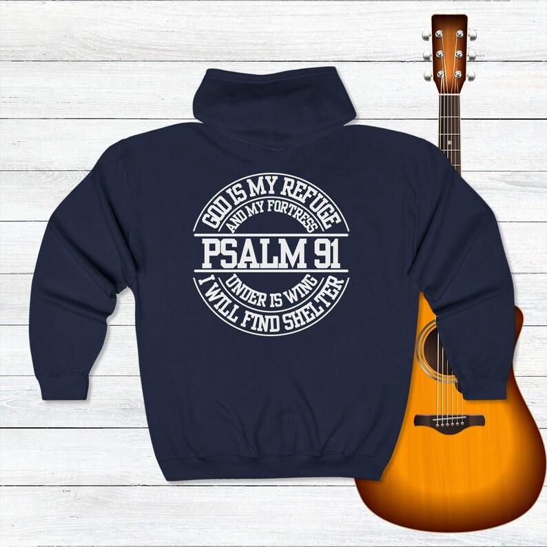 Full Zip Hooded Christian Man Hoodie, Catholic Man Hoodie, Faith Sweater, Religious Hoodie Psalm 91, Faith Man Hoodie Gift, Zipper Hoodie image 10