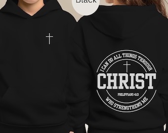 Christian Youth Hoodie, Youth  Sweatshirt, Catholic Hoodie, Kids Faith Hoodie, Religious Youth  Hoodie Gift, I can do all things through God