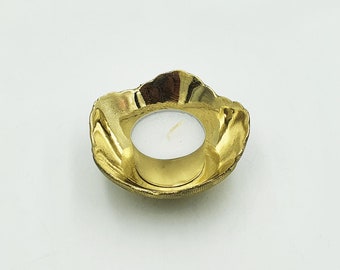 Solid Brass Bowl Leaf Shaped, Flower Shape Candle Holder, Unlacquered Brass Candle Holder, Brass Bowl Candle Dish