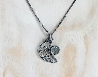 Astro-Magic of Moon-Venus and Sirius Talisman Jewelry Rose Cut Aquamarine Moon Necklace for Peace and Harmony - Healing Gemstone Jewelry