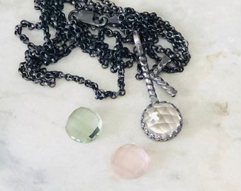Handmade Chiron Healing Necklace 50th Birthday Gift Made to Order with Clear, Rose, or Green Quartz Gift for Astrology Lovers