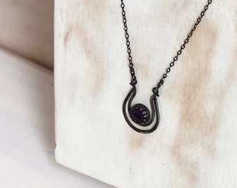 Moon-Jupiter Magic of Wish Fulfilled Talisman Necklace - Amethyst Sterling Silver Jewelry - Astrology Necklace - February Birthstone