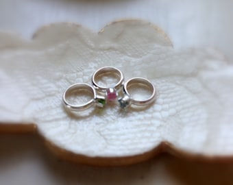 Sterling Silver Mothers, Grandmothers Birthstone Baby Ring