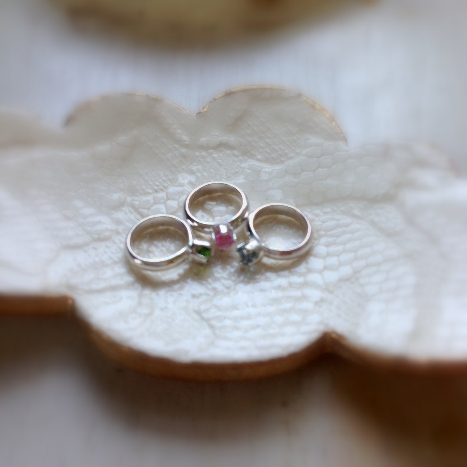Sterling Silver Mothers, Grandmothers Birthstone Baby Ring