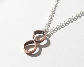 Infinity Bronze Necklace for Wife – 19th Anniversary Personalized Jewelry