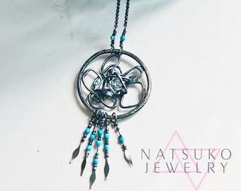 Talisman Jewelry Full Moon in Sagittarius Herkimer Diamond Dream Catcher Necklace for Astral Travel and Spiritual Quests