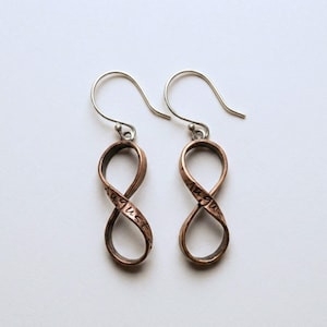 Bronze 8th Anniversary Gift | Personalized Infinity Earrings & Custom Message Jewelry Card