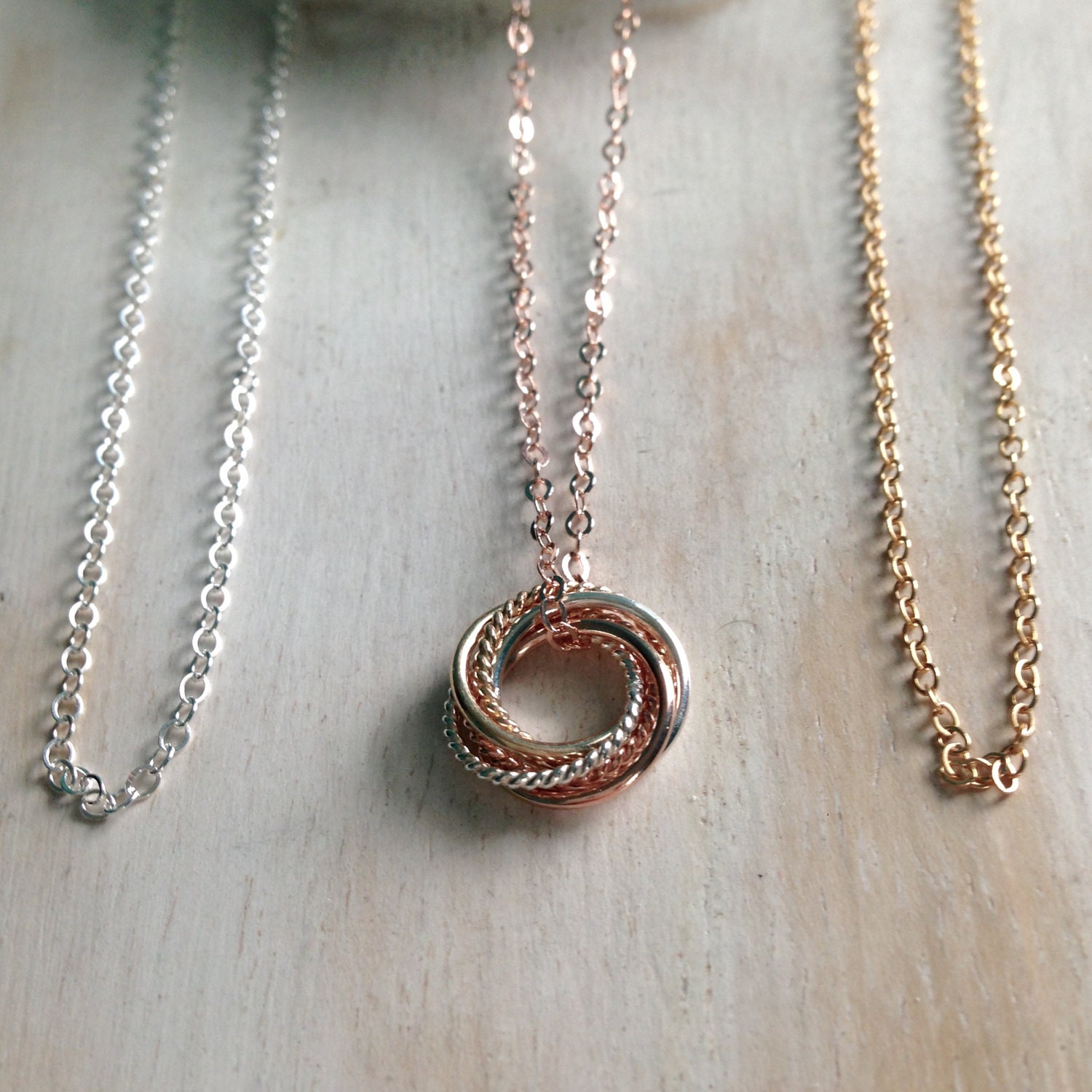 Entwined ring necklace Clearance