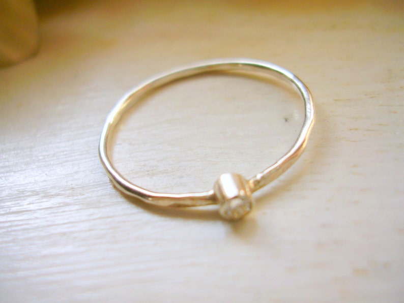 Petite Diamond Ring Sterling Silver April Birthstone Ring Dainty Stacking Ring Promise Ring Pinky Ring made to order in your finger size