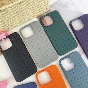 Funda para iPhone de estilo tejido, elegante funda para teléfono de estilo tejido, funda de lujo para iPhone 16/15/14/13/12/11/Pro Max, regalo para él