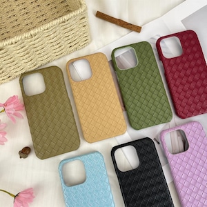 Custodia in pelle intrecciata per iPhone 16 15 14 13 12 11 Pro Custodia per iPhone 12 mini Custodia per iPhone XR Custodia per iPhone XS Max Custodia per iPhone7/8Plus