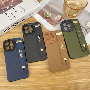 Personalisierte Luxus iPhone Hülle mit Gurt/Halter/Standfuß - iPhone 16/15/14/13/12/11/Pro Max/Plus/X/XR/XS - Benutzerdefinierte stoßfeste Kameraabdeckung