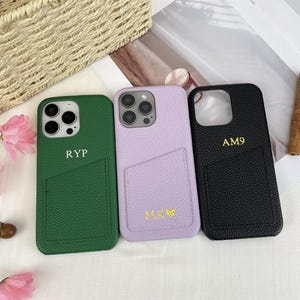 Personalised Leather iPhone Case for iPhone 16 Pro Max 15 14 13 12, Initial Custom Monogram Phone Case Cover, Best Friend Gift, Gift for Her