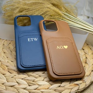 Funda de teléfono con monograma inicial personalizado, funda de cuero personalizada para iPhone con tarjetero, funda para iPhone 16 15 14 13 12 11 Pro Max, funda para iPhone XR/XS Max