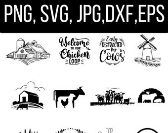 Farmhouse SVG,Farm House SVG,Farm Life SVG,Farm Animals Svg,Farm Scene vector,Farm House Barn Silhouette