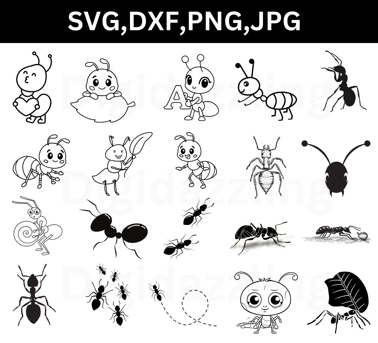 Ants Svg Png, Cricut Cut Files, Silhouette, Layered Files, Insect Svg ...