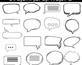 Burbuja de diálogo Svg, Burbuja de diálogo cómica Svg, Clipart de burbuja de diálogo, Paquete de burbujas de diálogo Svg