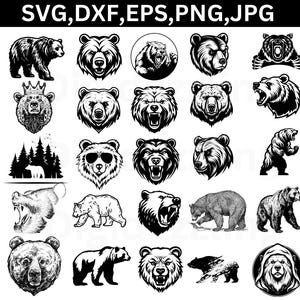 Bear svg Bundle, Bear silhouette Svg, Papa bear Svg, Grizzly bear svg Bundle, Bear head svg cut Files