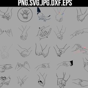 手を繋ぐ svg png バンドル、バレンタインデー svg ファイル、Cricut 用のピンキーホールド svg