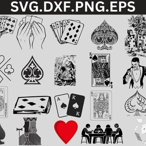 Karty do gry Svg, Karty do gry Svg, Sublimacja sztuki ściennej na kartach, Karty wektorowe, Pliki dla Cricut, Sylwetka | Eps, Wykorzystanie komercyjne