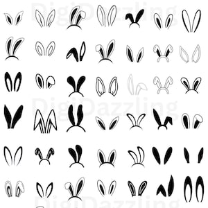 Paquete de archivos SVG de orejas de conejo, Orejas de conejo SVG, Conejo SVG, Conejo de Pascua SVG
