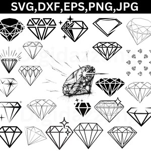 Diamond Svg, Diamond Clipart, Silhouette, Cut Files, Wedding diamond Svg