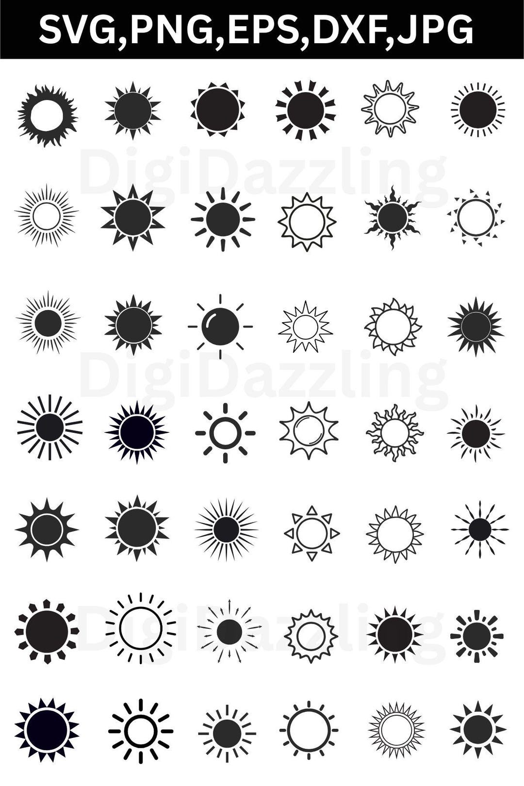 Sun Svg Bundle, Sunrise Clipart, Sun Silhouette, Summer Sun Svg - Etsy