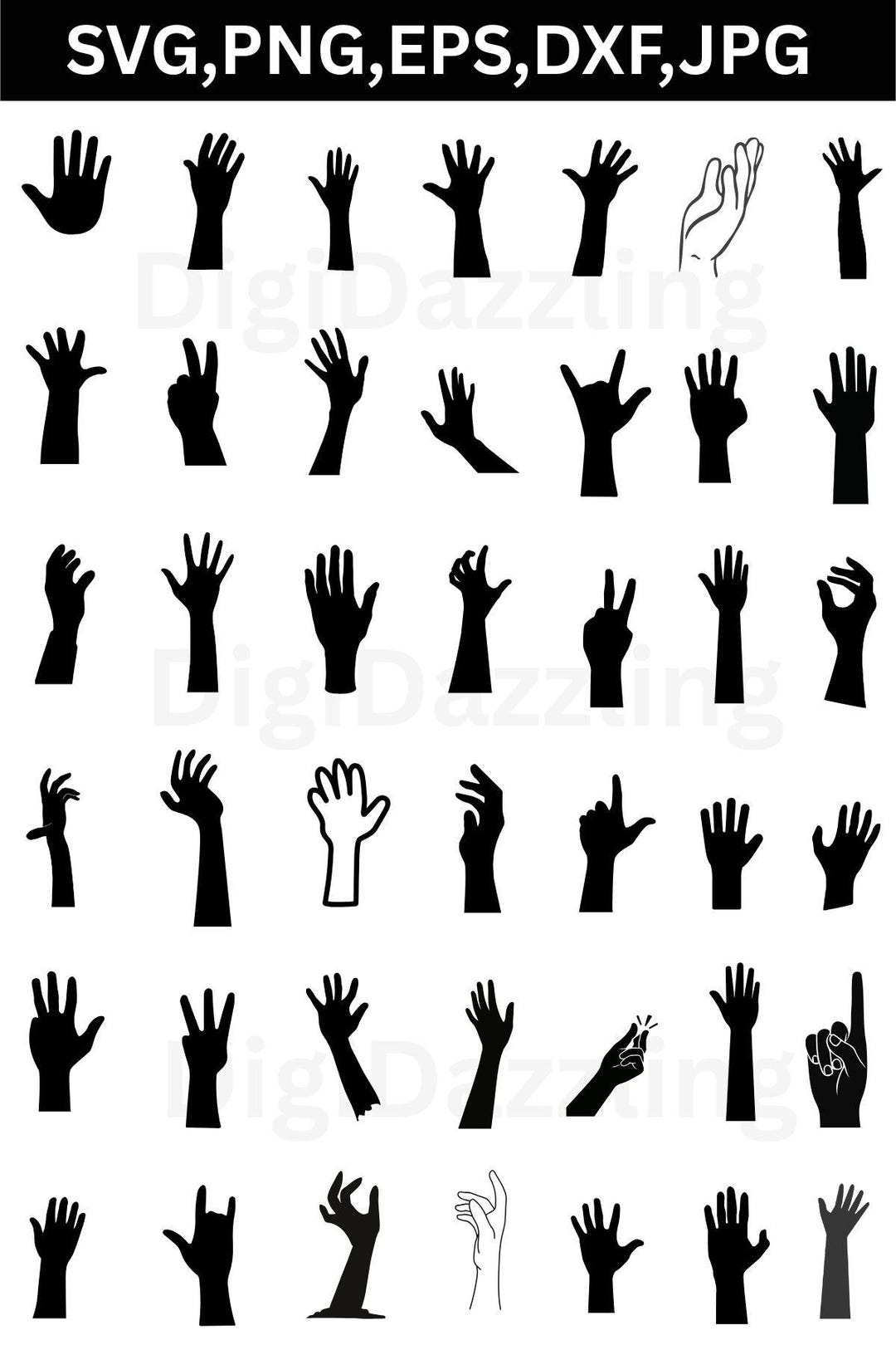 Hand Svg Bundle, Raised Hand Svg, Peace Sign Svg - Etsy