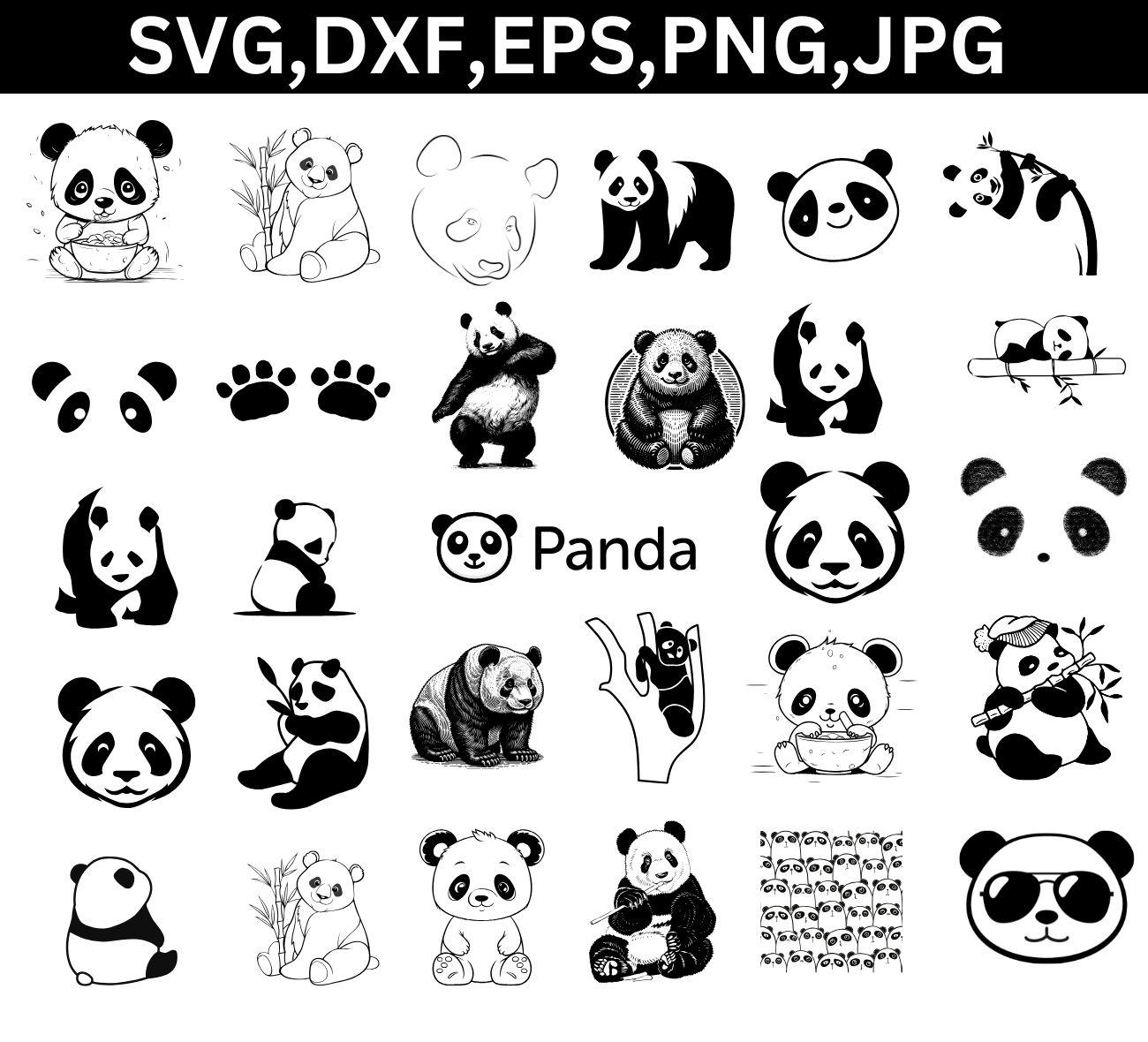 Panda Svg Bundle, Cute Panda Svg, Panda Png Bundle, Panda Clipart ...