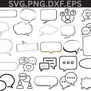 Sprechblasen svg, Comic Sprechblasen svg, Speech buuble Clipart svg, Bündel Comic-Sprechblasen svg