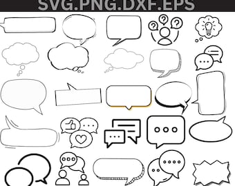 Speech bubbles Svg, Comic bubbles Svg, Speech buuble clipart Svg, Bundle of comic speech bubbles Svg